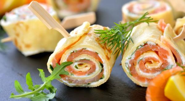 Блины с семгой и сыром
