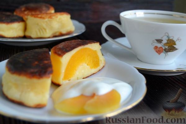 Сырники в духовке, с абрикосовой начинкой
