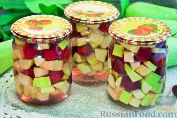 Консервированные кабачки с вишней (на зиму)